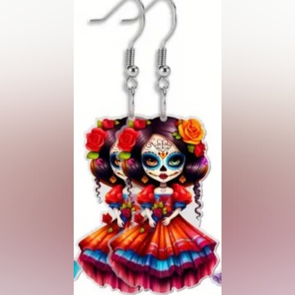 2/30$ Or 3/$35 Colorful Whimsigoth Day of the Dead Earrings-(#1,047) - Picture 1 of 3